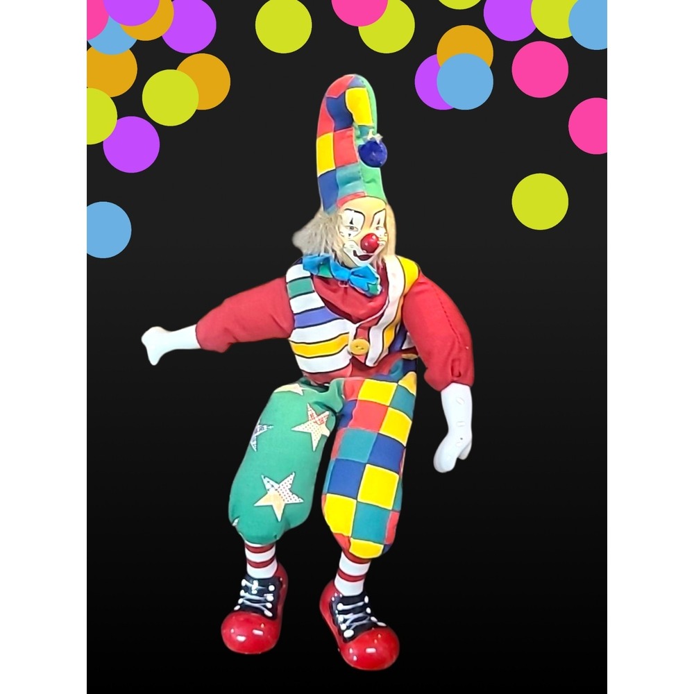 Show Stoppers Otto 14" Vintage Porcelain Clown Doll Shelf Sitter Harlequin‎